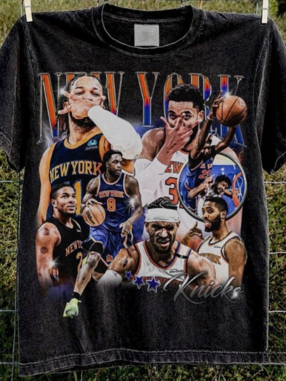Vintage New York Knicks NBA Stars Graphic Tee Basketball Shirt Y2K Retro